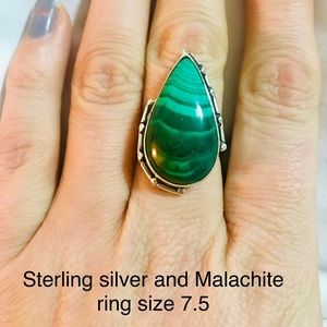 Sterling silver and malachite ring